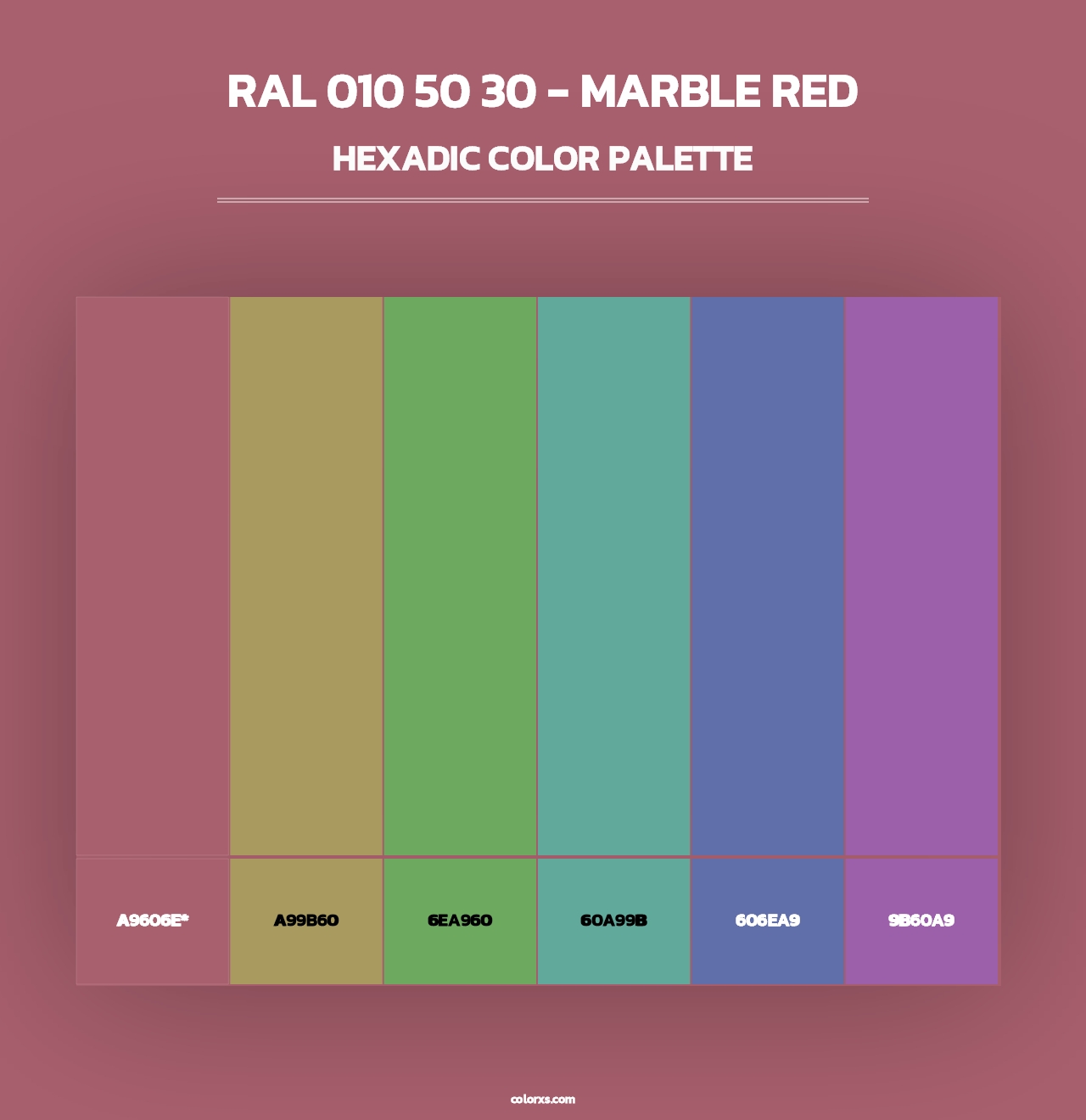 RAL 010 50 30 - Marble Red - Hexadic Color Palette