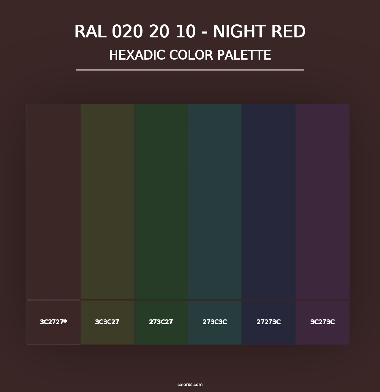 RAL 020 20 10 - Night Red - Hexadic Color Palette