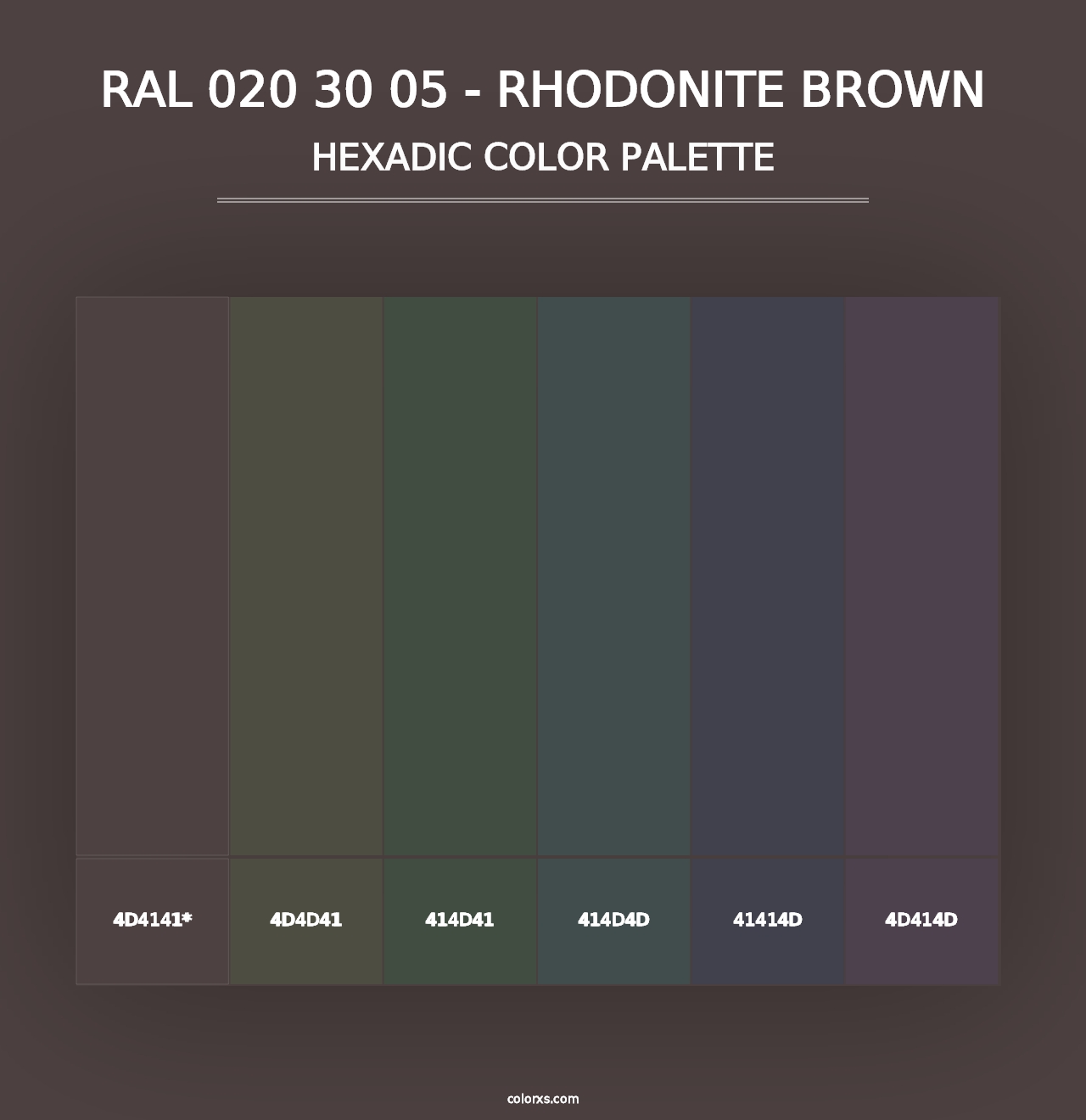 RAL 020 30 05 - Rhodonite Brown - Hexadic Color Palette