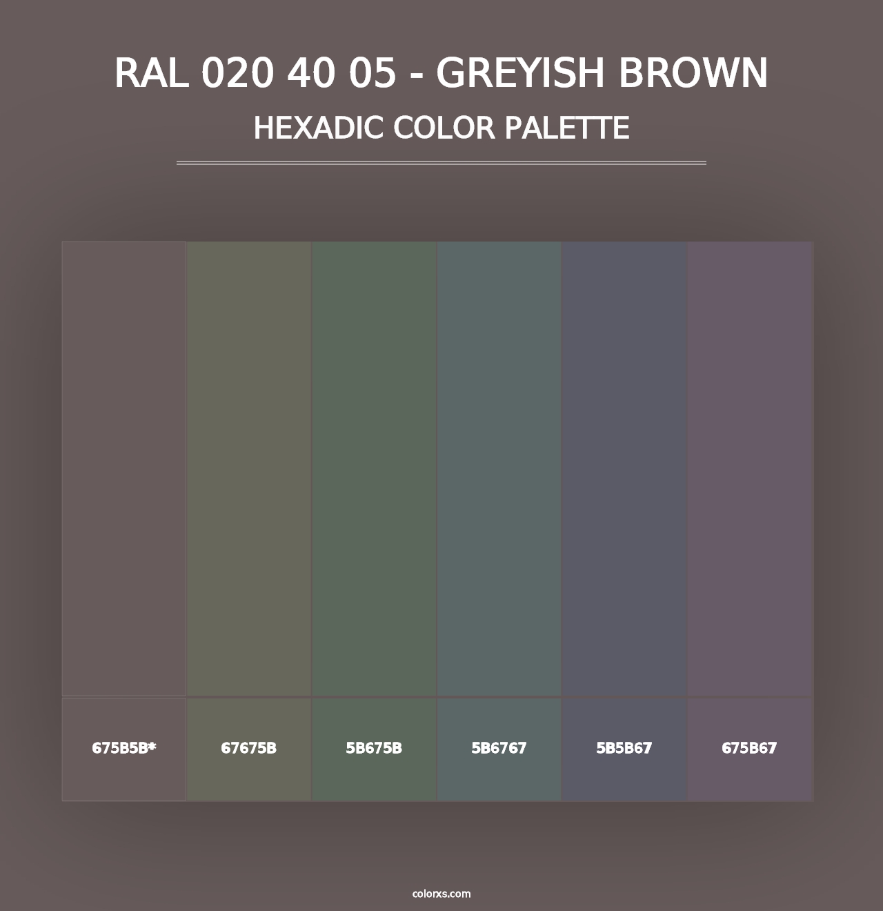 RAL 020 40 05 - Greyish Brown - Hexadic Color Palette