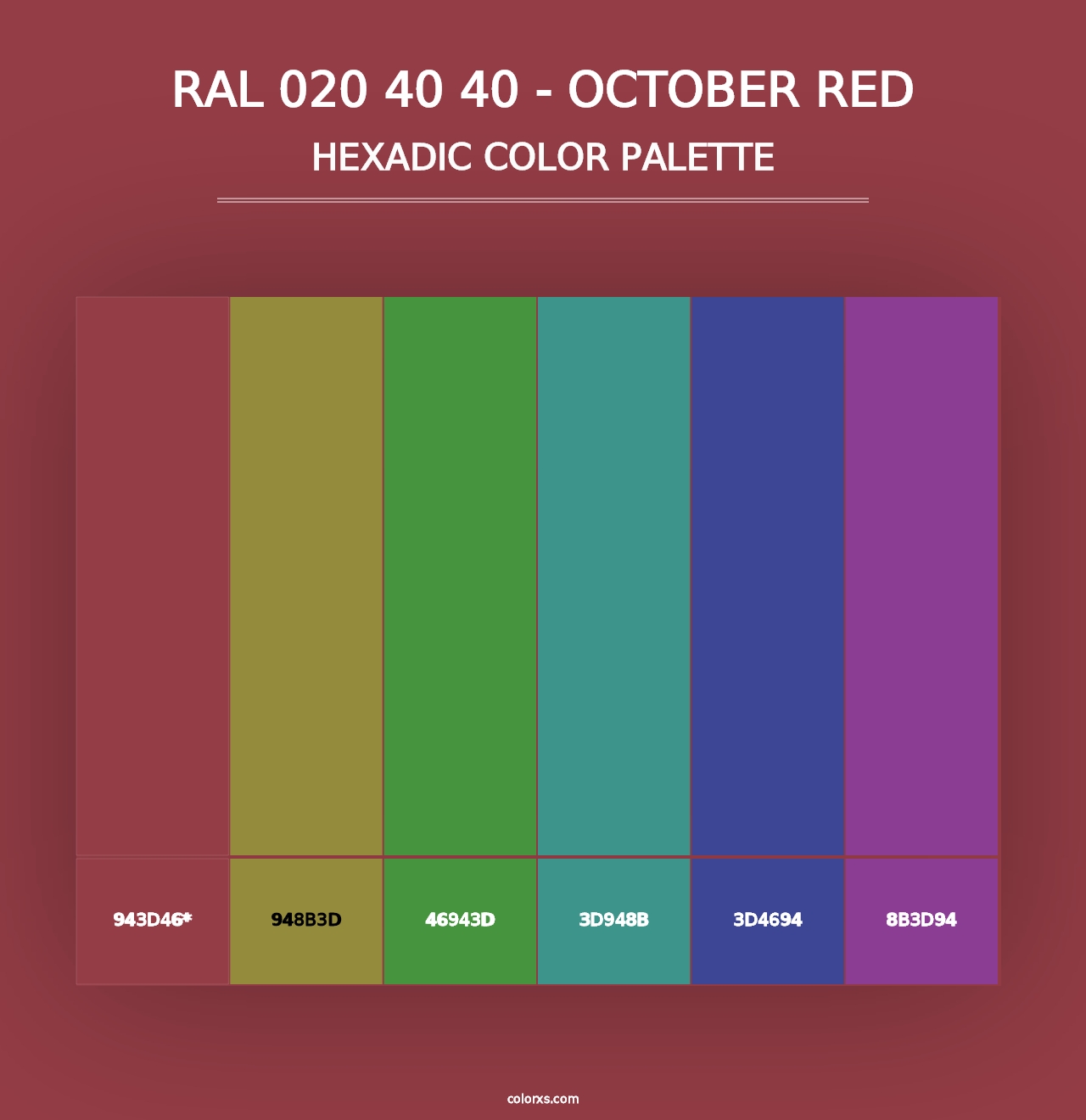 RAL 020 40 40 - October Red - Hexadic Color Palette