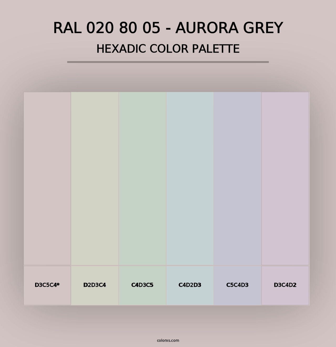 RAL 020 80 05 - Aurora Grey - Hexadic Color Palette