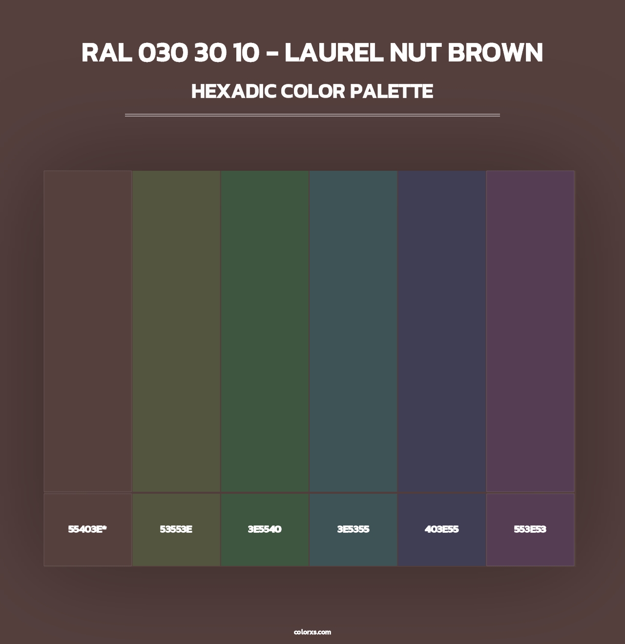 RAL 030 30 10 - Laurel Nut Brown - Hexadic Color Palette