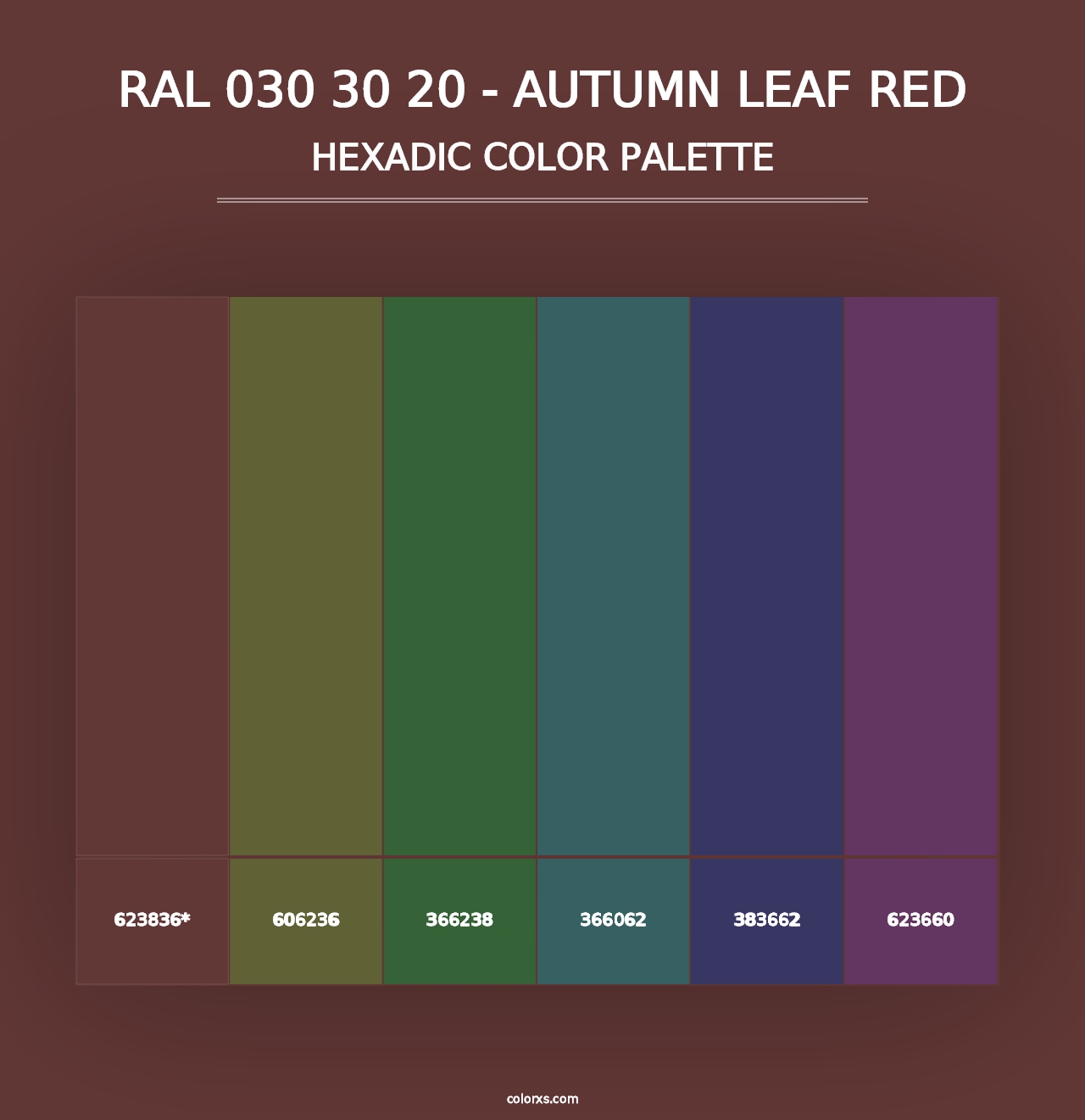 RAL 030 30 20 - Autumn Leaf Red - Hexadic Color Palette