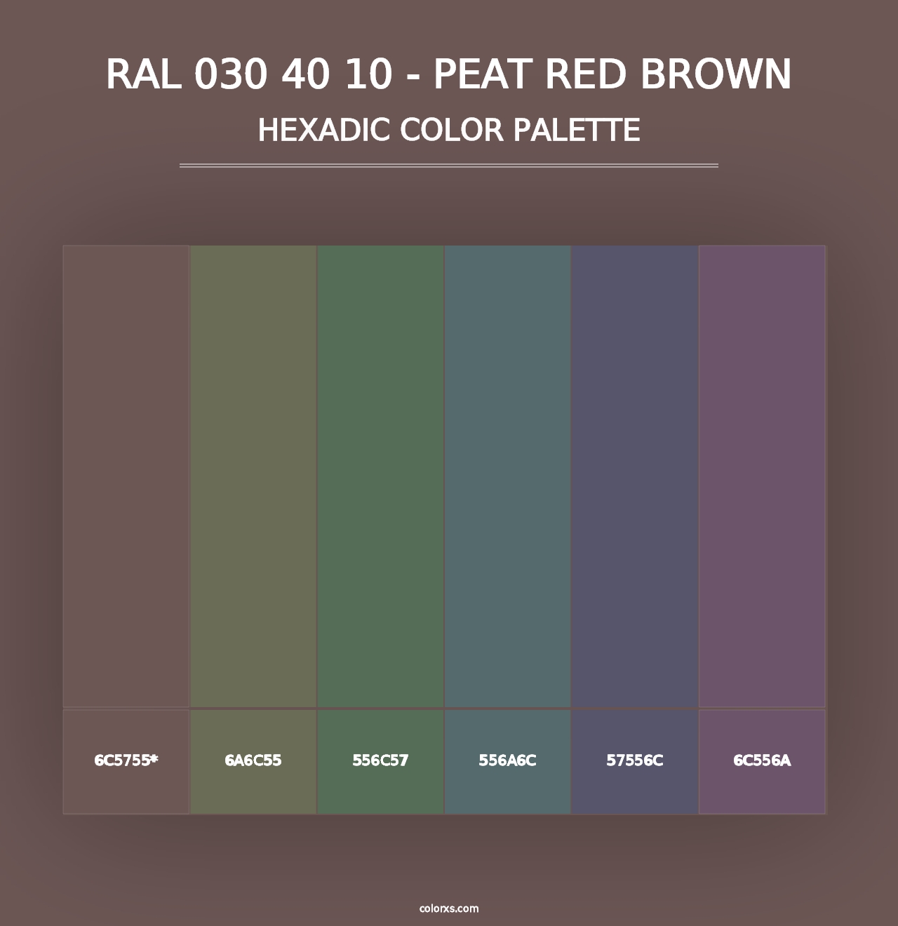 RAL 030 40 10 - Peat Red Brown - Hexadic Color Palette