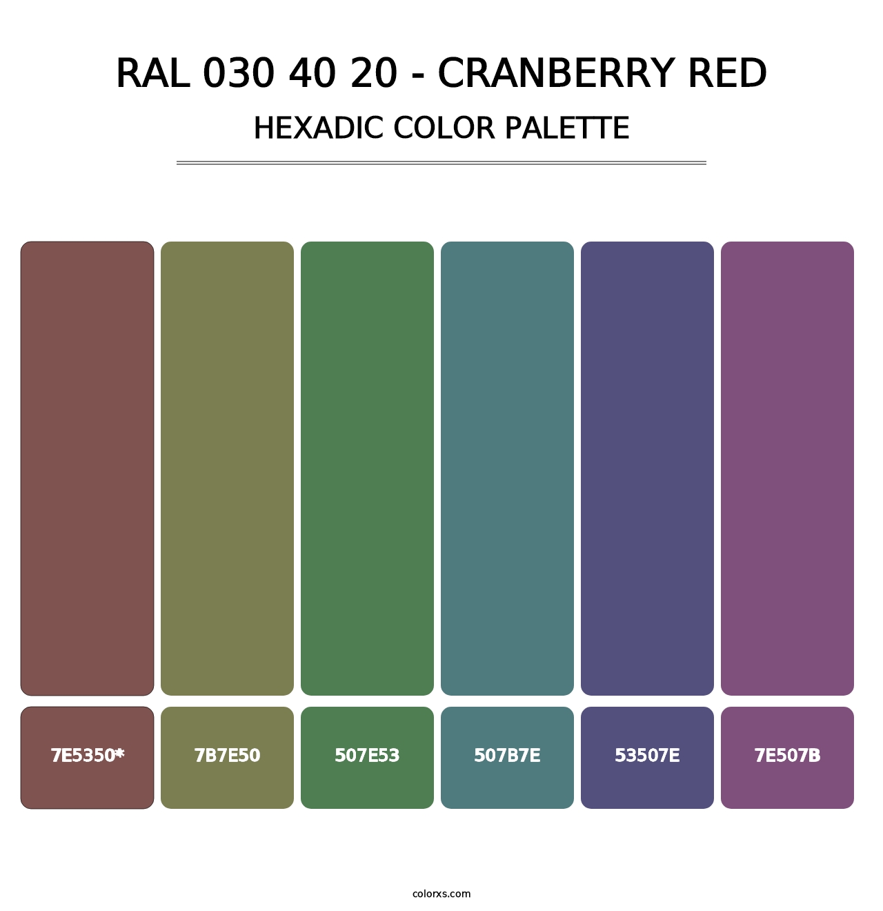 RAL 030 40 20 - Cranberry Red - Hexadic Color Palette