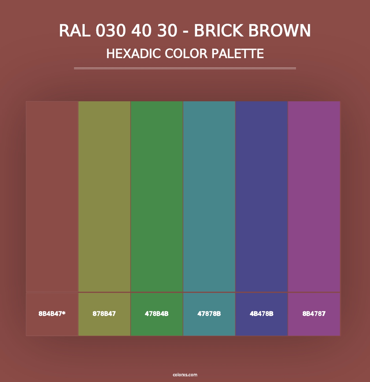 RAL 030 40 30 - Brick Brown - Hexadic Color Palette