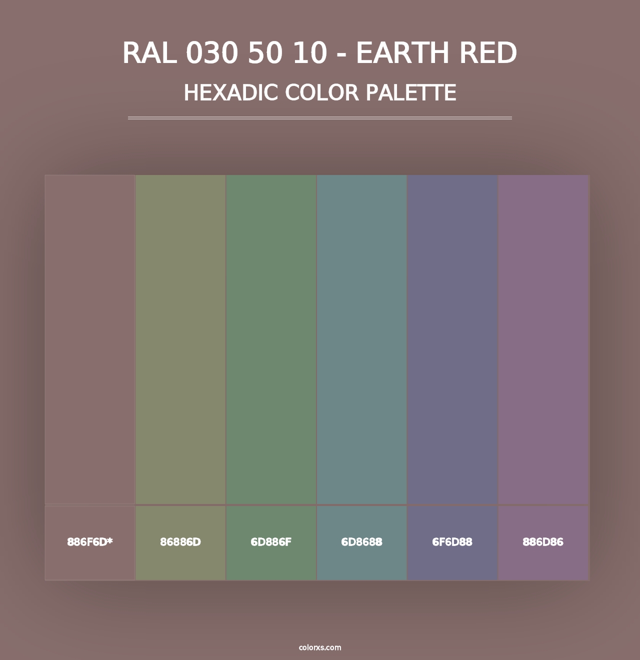 RAL 030 50 10 - Earth Red - Hexadic Color Palette