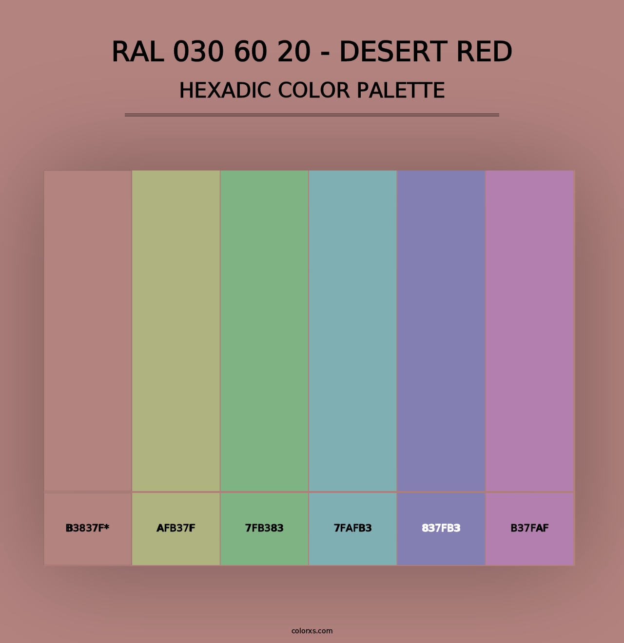 RAL 030 60 20 - Desert Red - Hexadic Color Palette