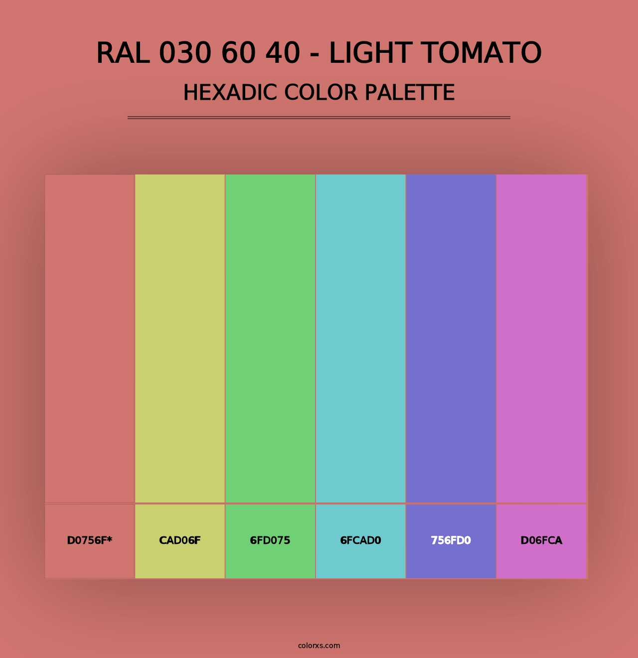 RAL 030 60 40 - Light Tomato - Hexadic Color Palette