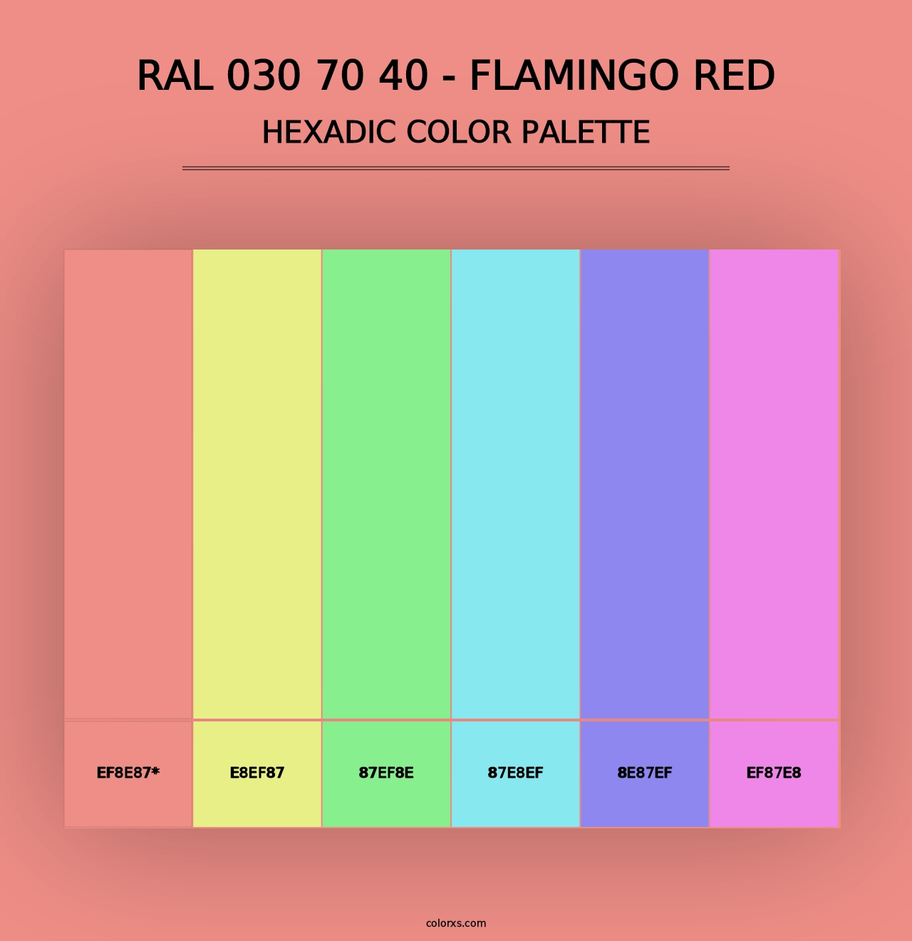 RAL 030 70 40 - Flamingo Red - Hexadic Color Palette