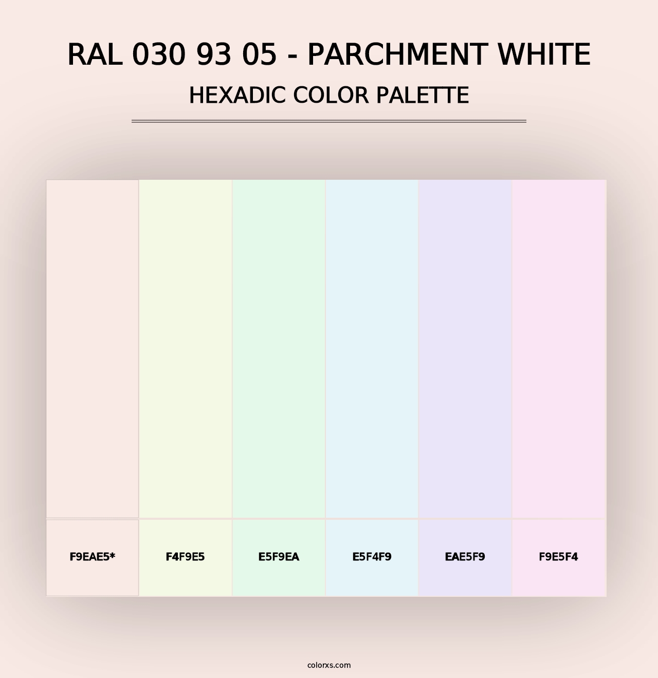 RAL 030 93 05 - Parchment White - Hexadic Color Palette