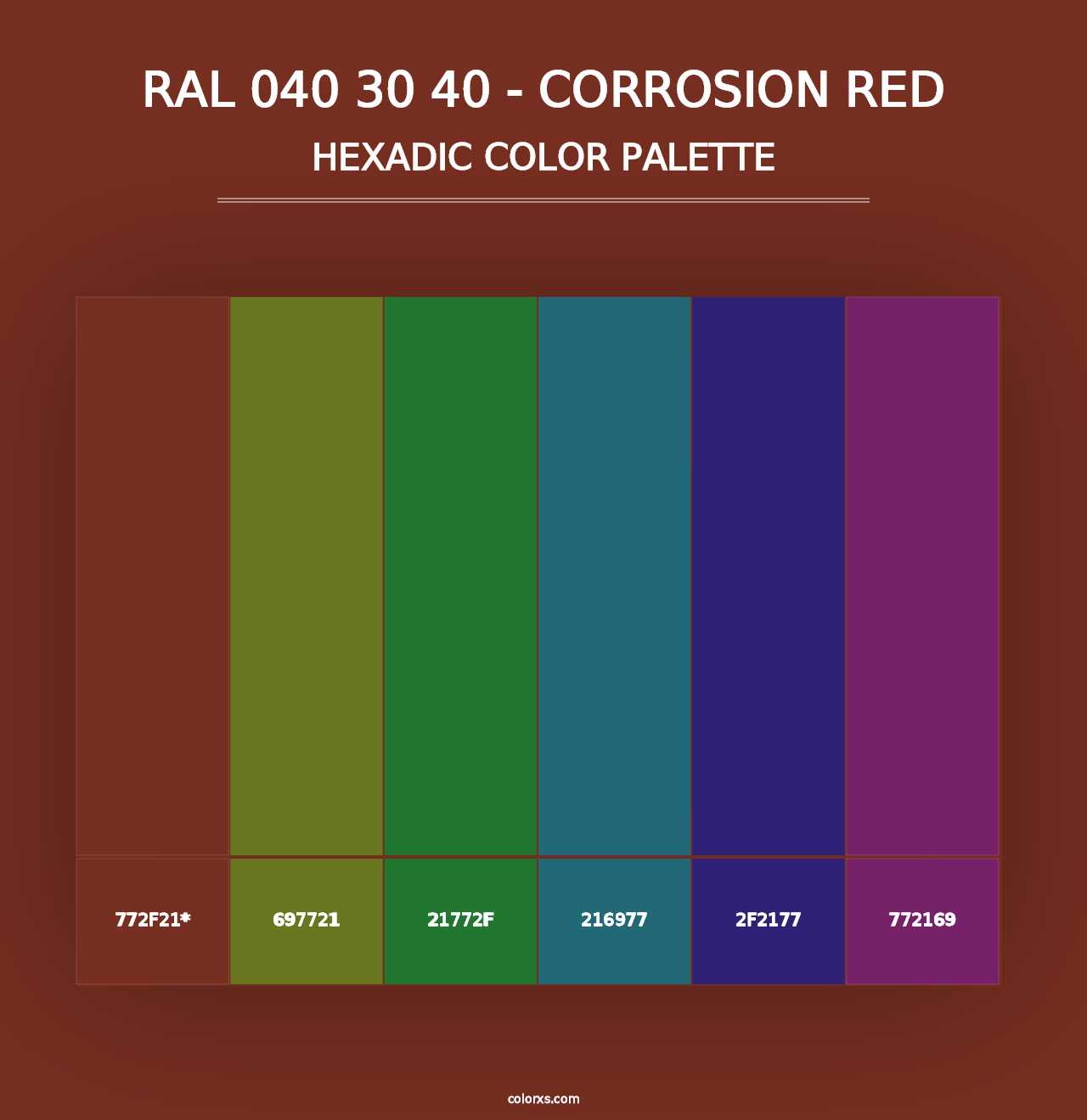 RAL 040 30 40 - Corrosion Red - Hexadic Color Palette