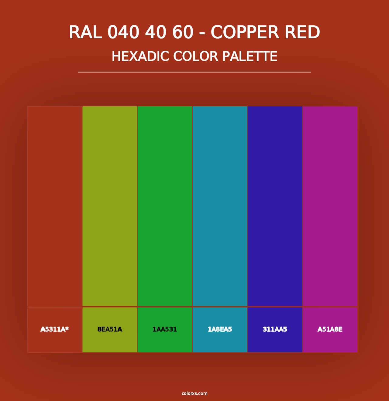 RAL 040 40 60 - Copper Red - Hexadic Color Palette