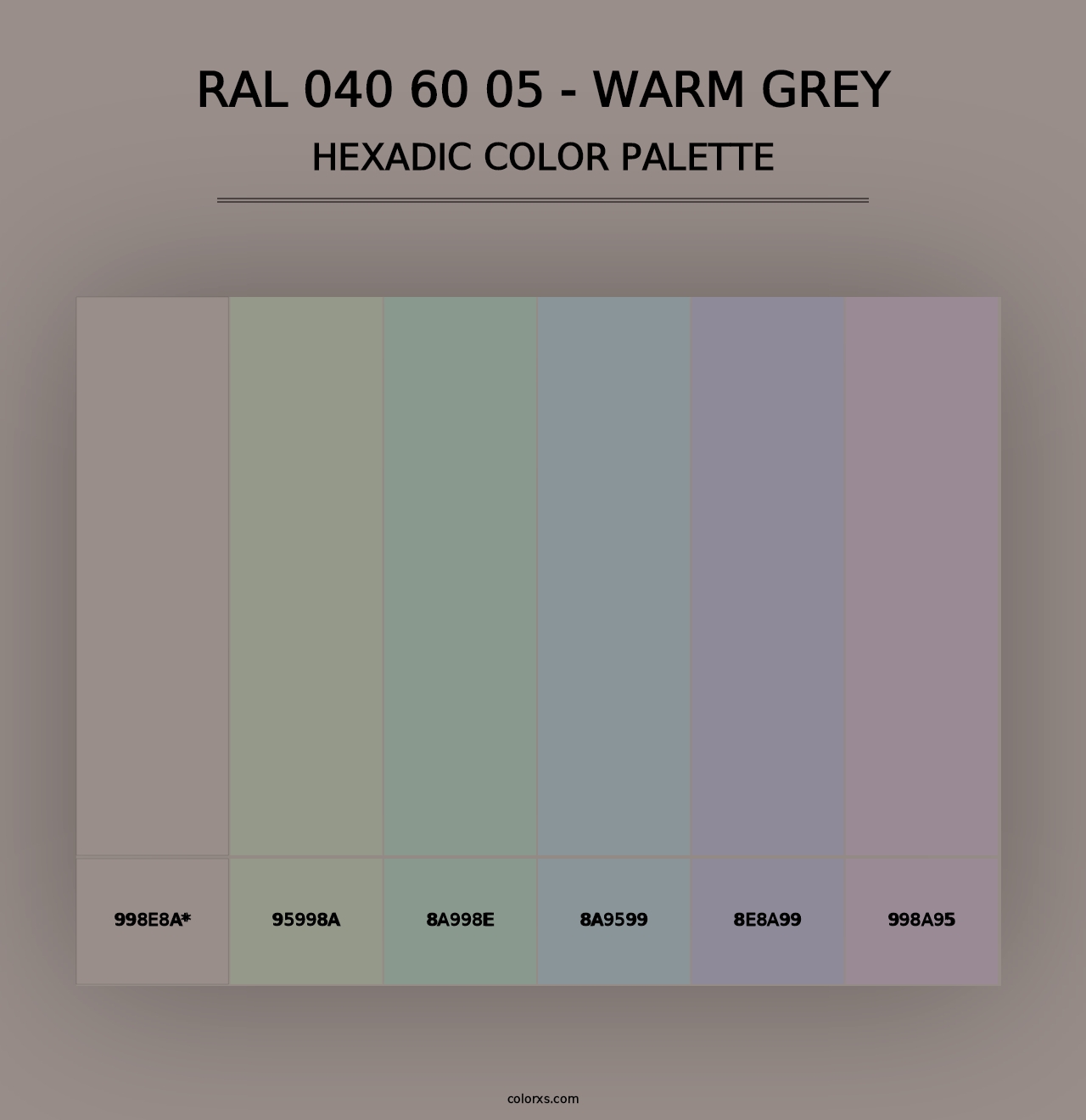 RAL 040 60 05 - Warm Grey - Hexadic Color Palette