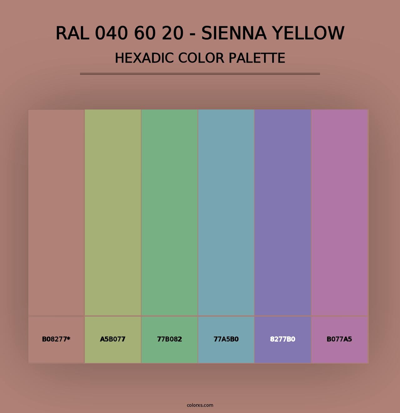 RAL 040 60 20 - Sienna Yellow - Hexadic Color Palette