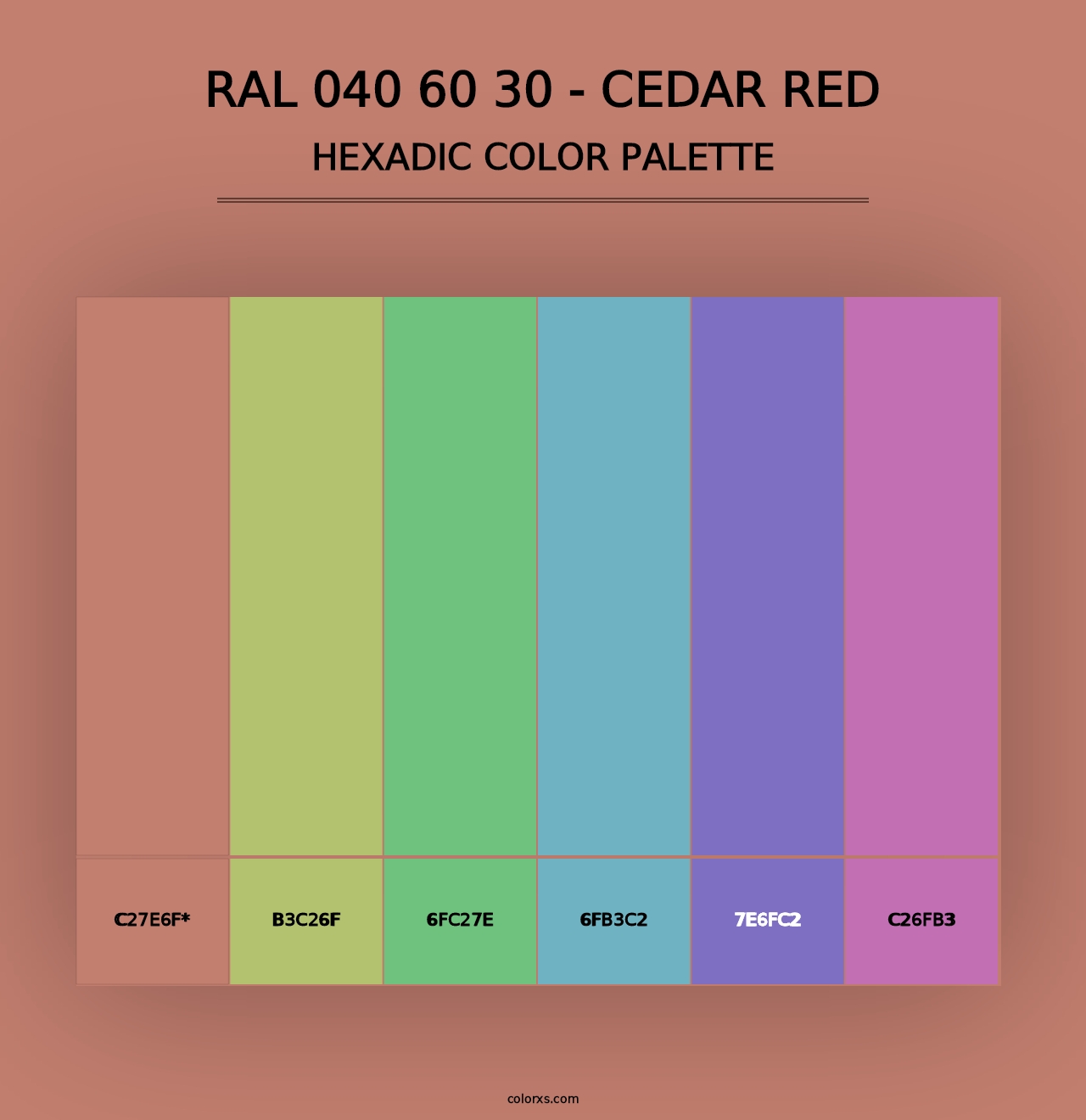 RAL 040 60 30 - Cedar Red - Hexadic Color Palette