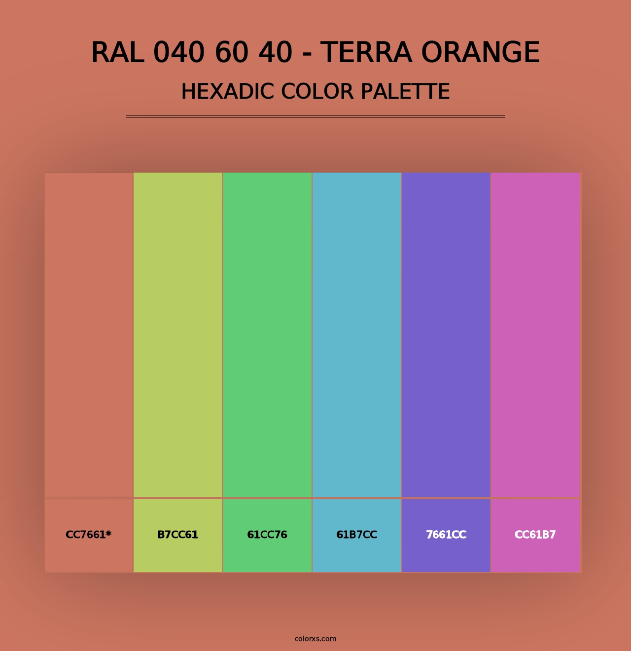 RAL 040 60 40 - Terra Orange - Hexadic Color Palette