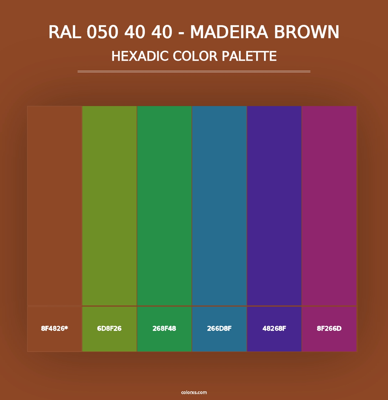 RAL 050 40 40 - Madeira Brown - Hexadic Color Palette