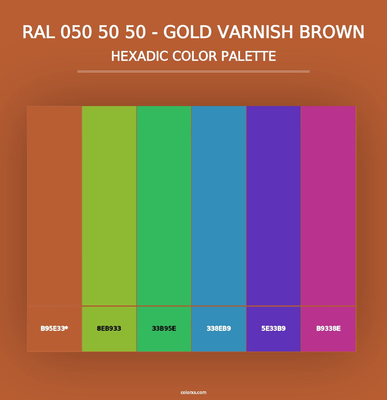 RAL 050 50 50 - Gold Varnish Brown - Hexadic Color Palette