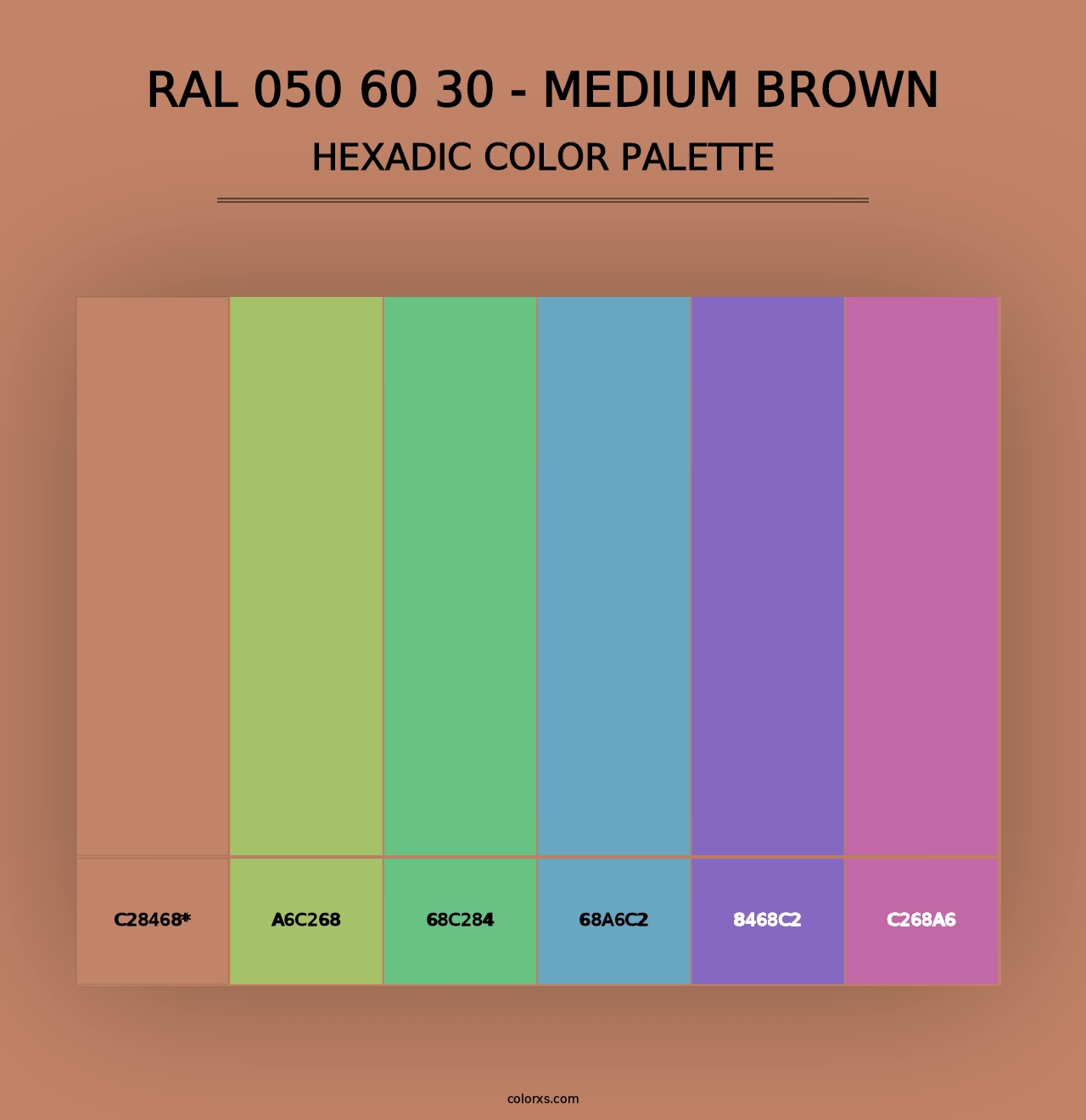 RAL 050 60 30 - Medium Brown - Hexadic Color Palette