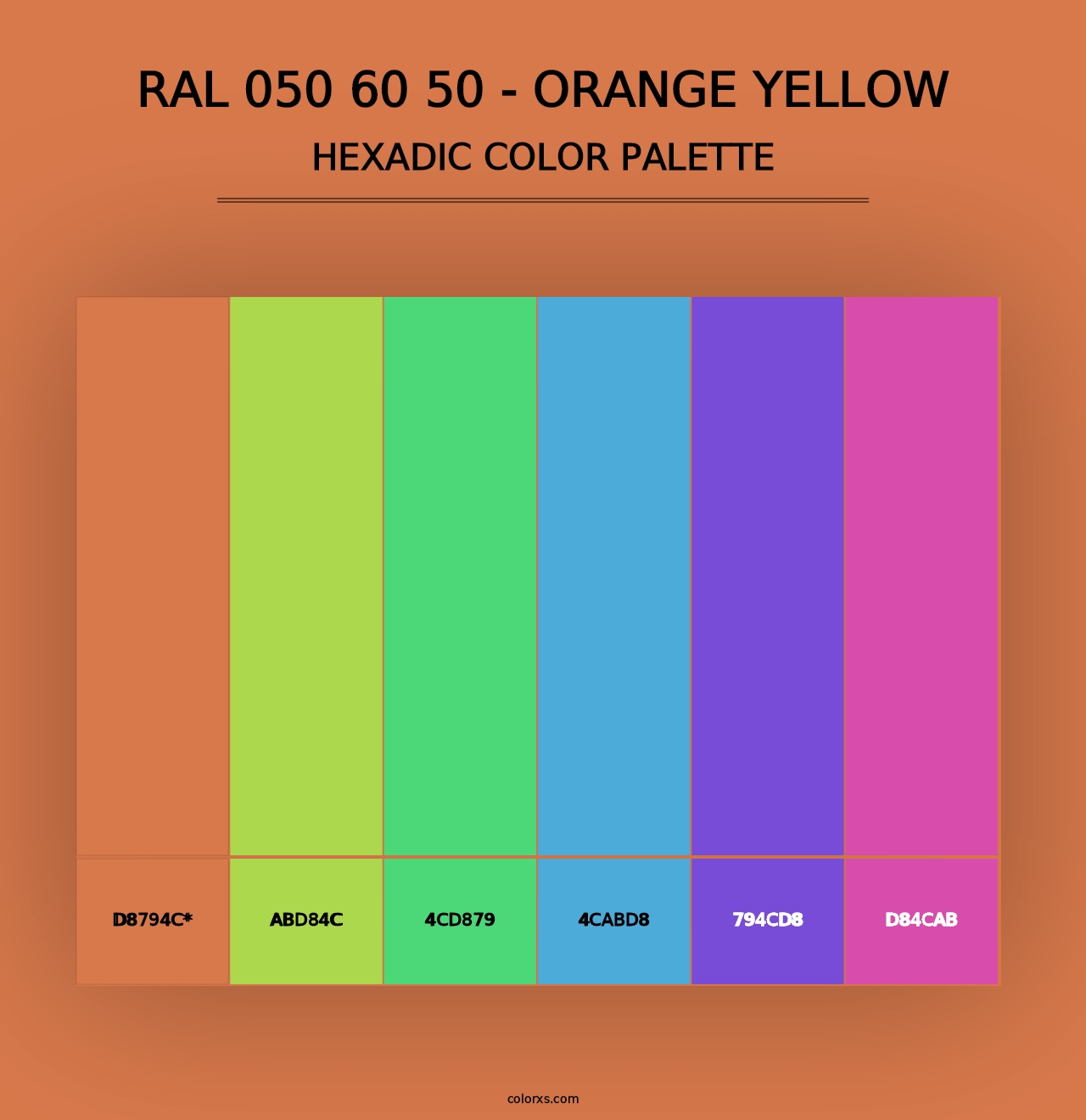 RAL 050 60 50 - Orange Yellow - Hexadic Color Palette