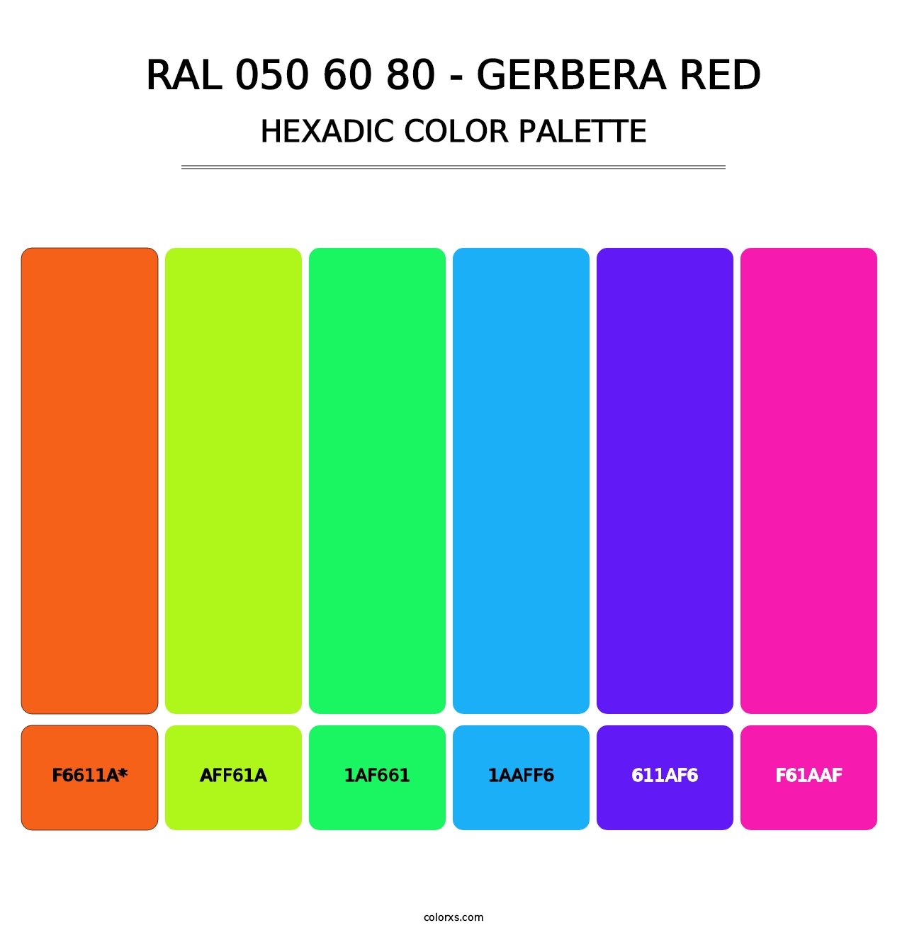 RAL 050 60 80 - Gerbera Red - Hexadic Color Palette