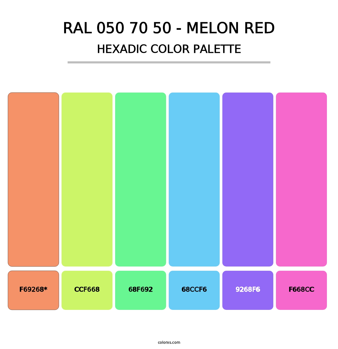 RAL 050 70 50 - Melon Red - Hexadic Color Palette