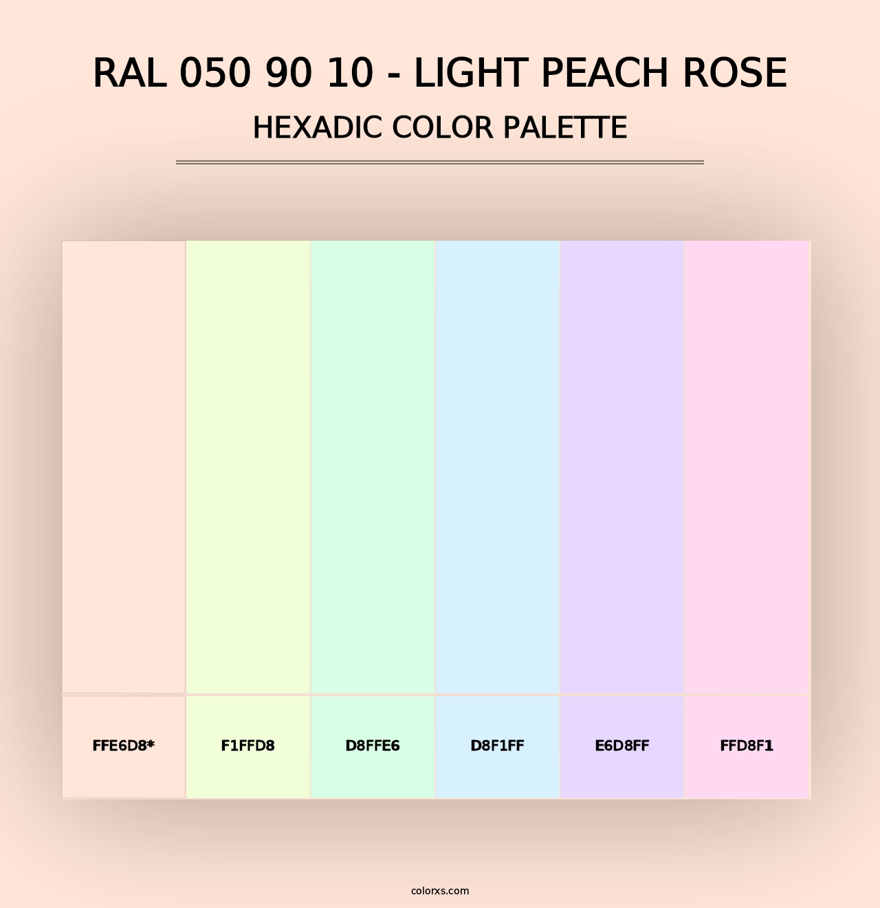 RAL 050 90 10 - Light Peach Rose - Hexadic Color Palette