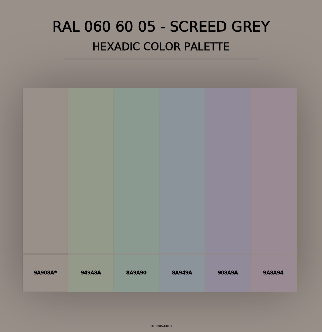 RAL 060 60 05 - Screed Grey - Hexadic Color Palette