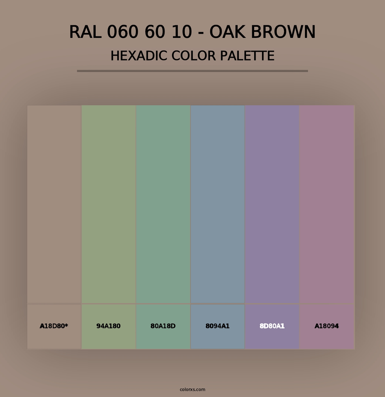 RAL 060 60 10 - Oak Brown - Hexadic Color Palette