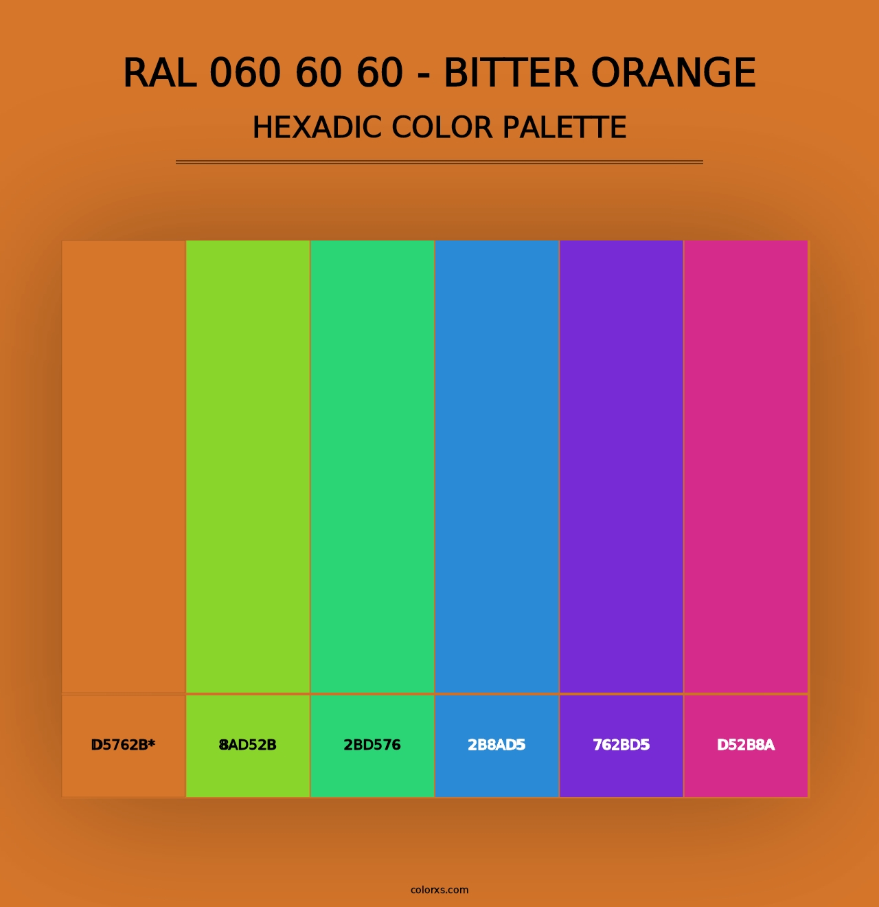 RAL 060 60 60 - Bitter Orange - Hexadic Color Palette