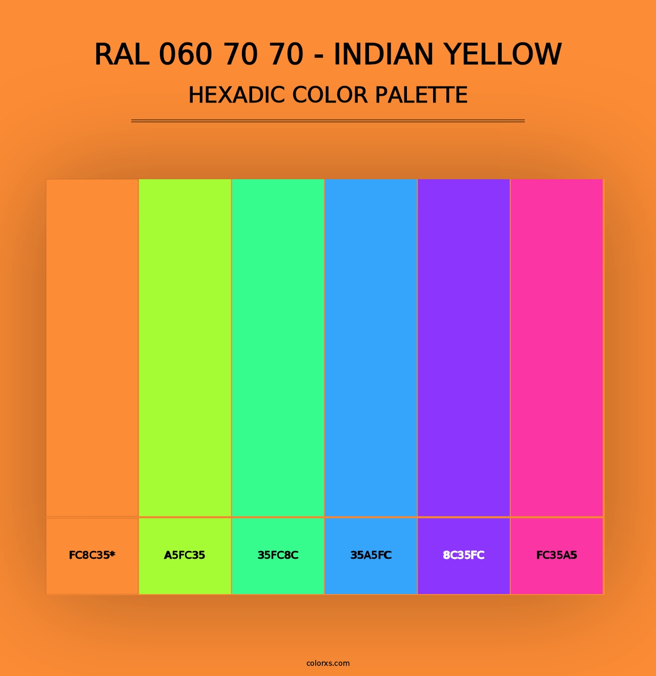 RAL 060 70 70 - Indian Yellow - Hexadic Color Palette