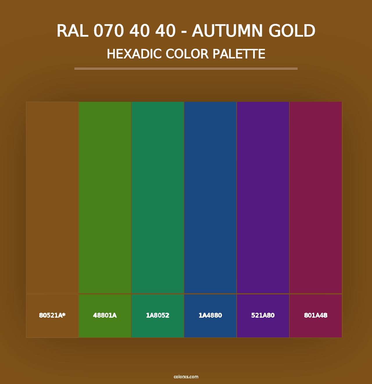 RAL 070 40 40 - Autumn Gold - Hexadic Color Palette