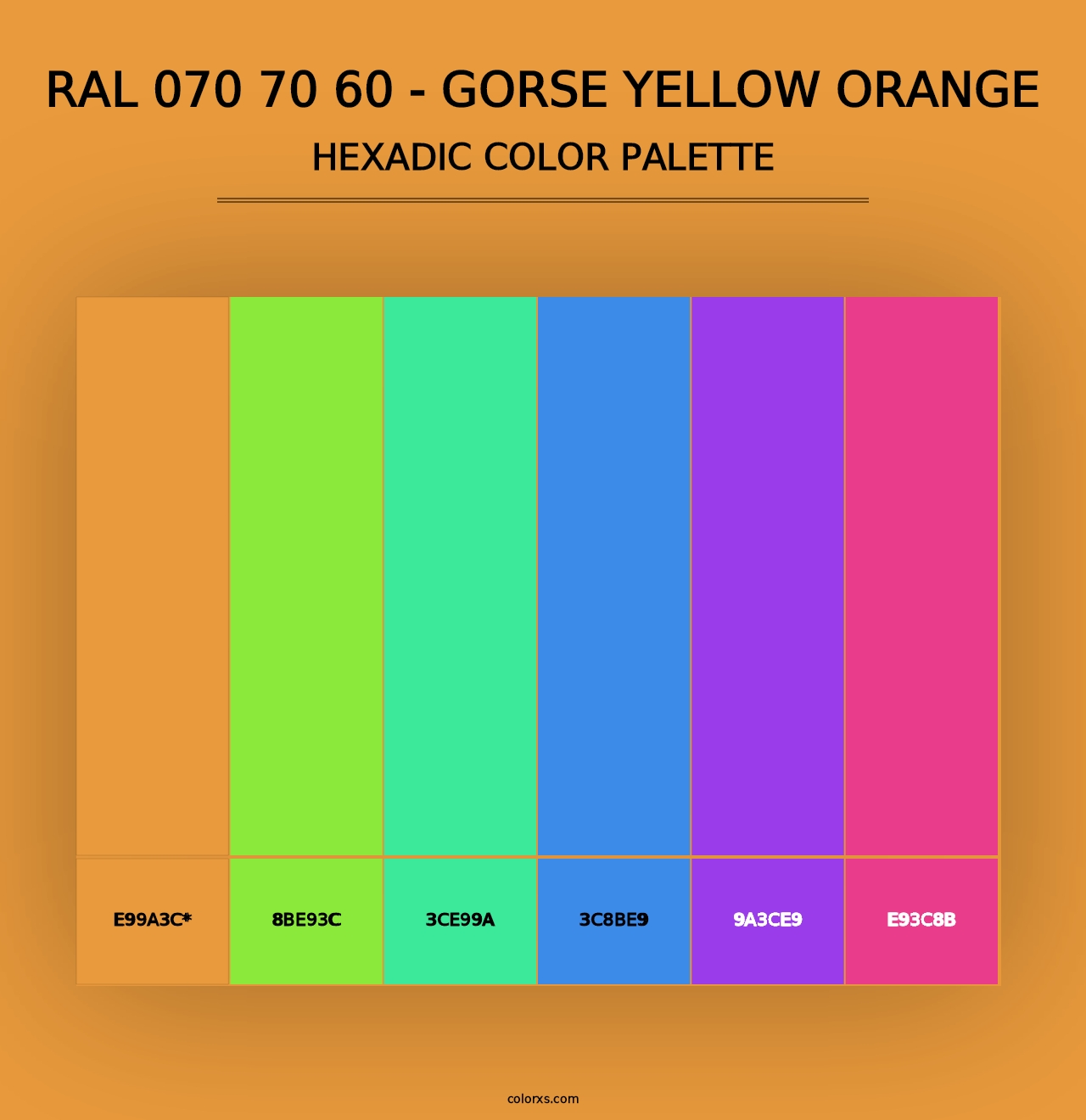 RAL 070 70 60 - Gorse Yellow Orange - Hexadic Color Palette