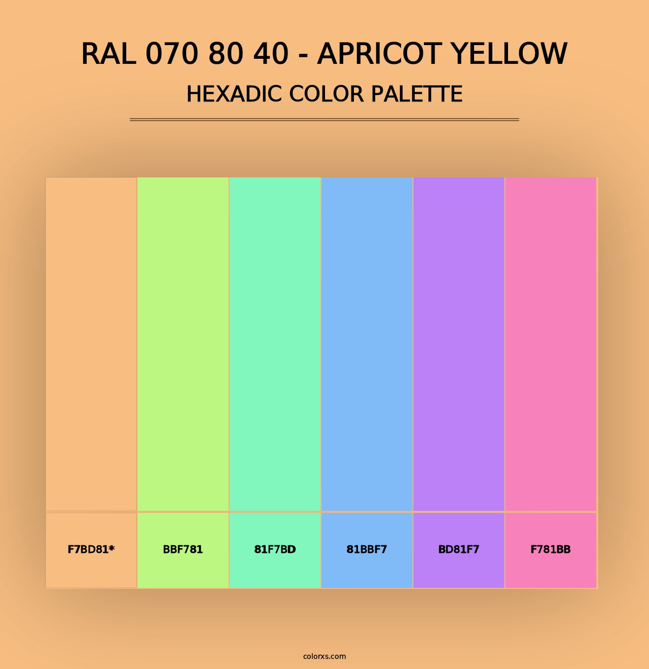 RAL 070 80 40 - Apricot Yellow - Hexadic Color Palette