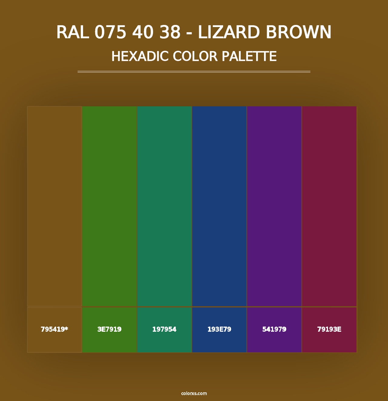 RAL 075 40 38 - Lizard Brown - Hexadic Color Palette