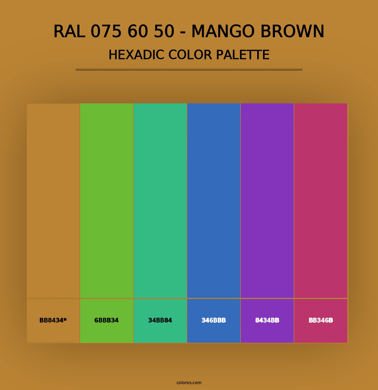 RAL 075 60 50 - Mango Brown - Hexadic Color Palette