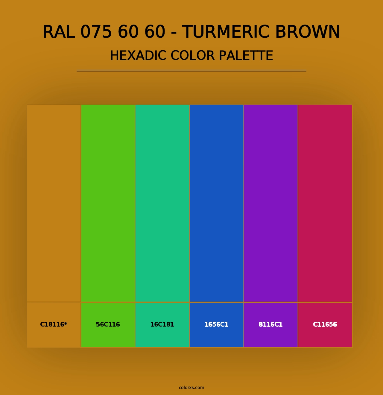 RAL 075 60 60 - Turmeric Brown - Hexadic Color Palette