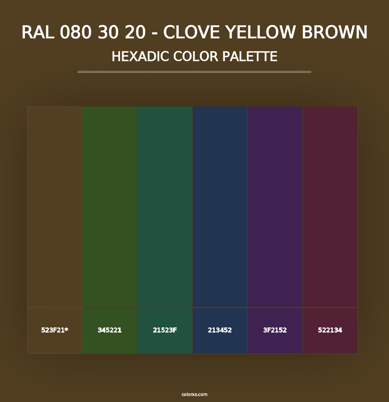 RAL 080 30 20 - Clove Yellow Brown - Hexadic Color Palette