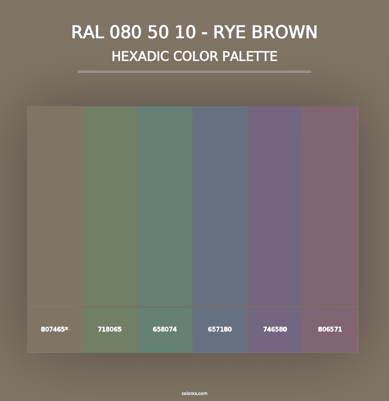 RAL 080 50 10 - Rye Brown - Hexadic Color Palette