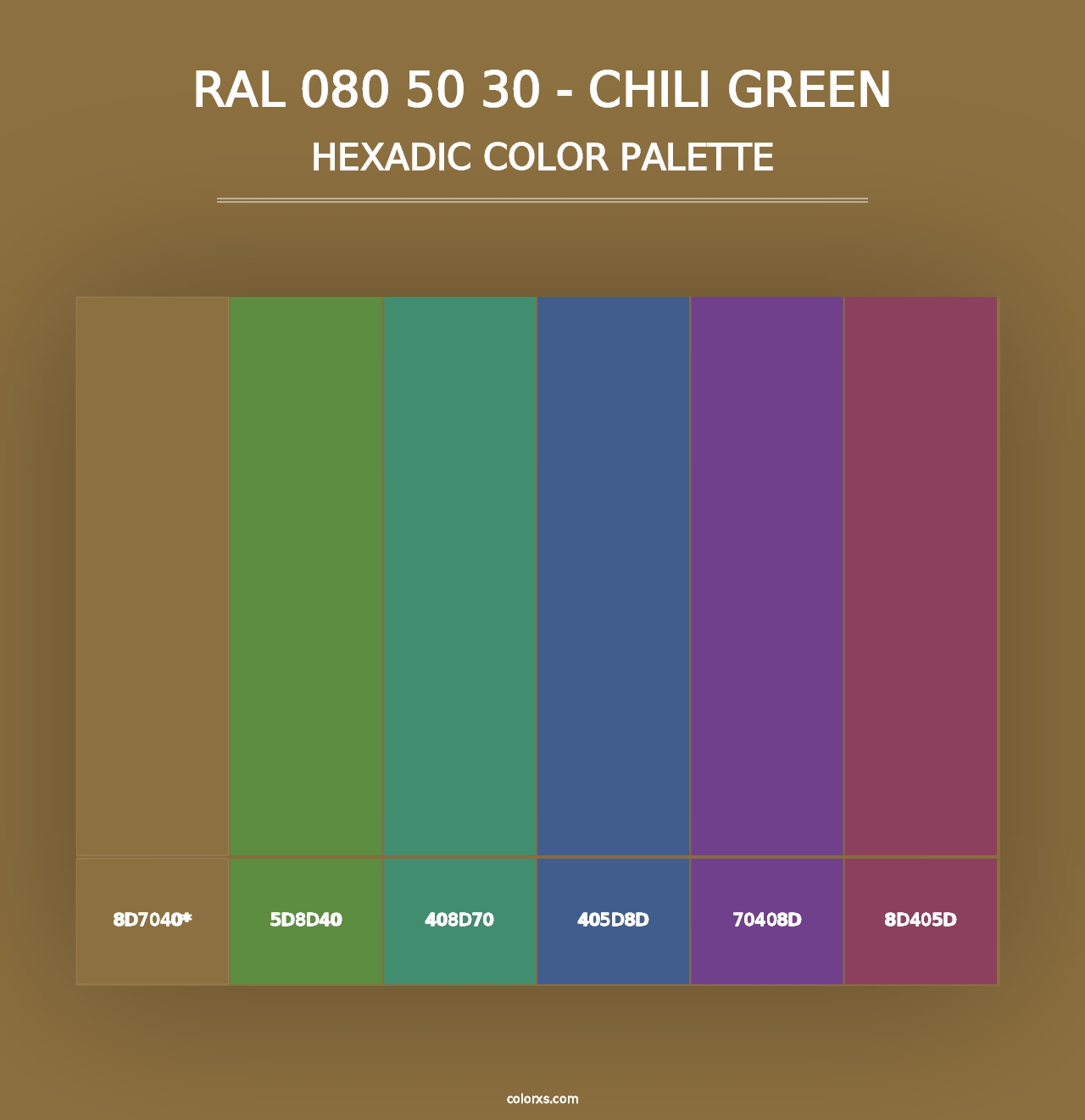 RAL 080 50 30 - Chili Green - Hexadic Color Palette