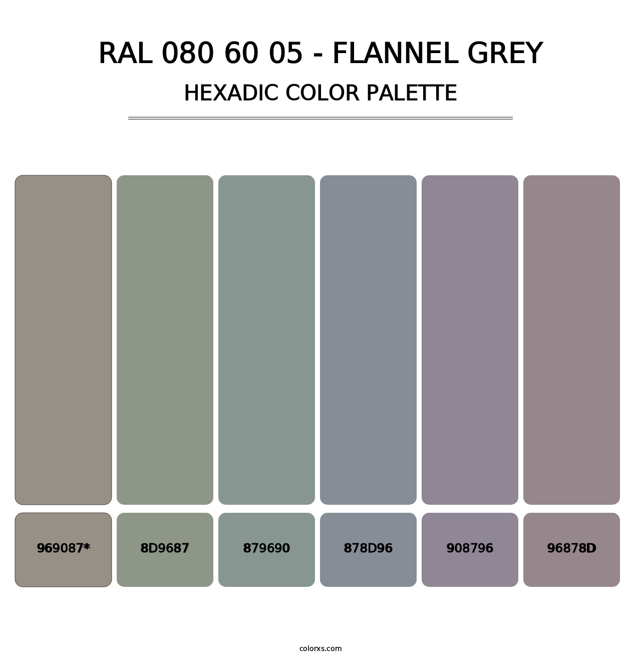 RAL 080 60 05 - Flannel Grey - Hexadic Color Palette