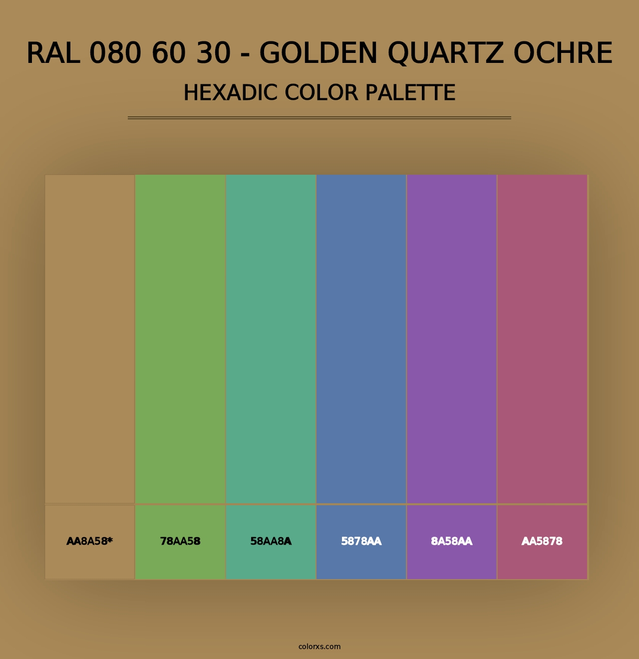 RAL 080 60 30 - Golden Quartz Ochre - Hexadic Color Palette