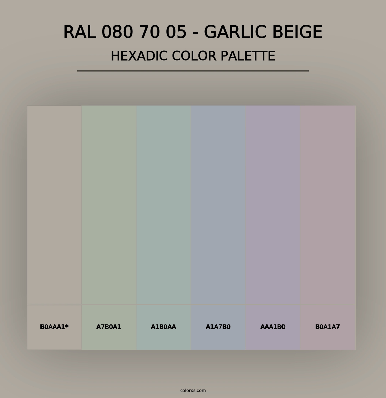 RAL 080 70 05 - Garlic Beige - Hexadic Color Palette