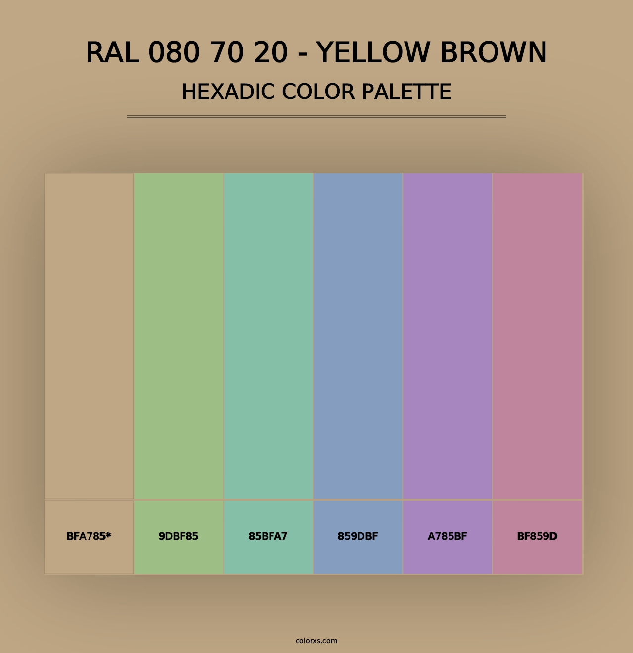 RAL 080 70 20 - Yellow Brown - Hexadic Color Palette