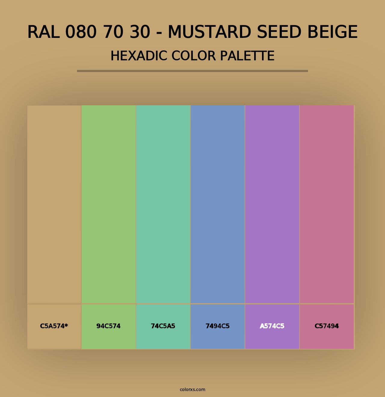 RAL 080 70 30 - Mustard Seed Beige - Hexadic Color Palette