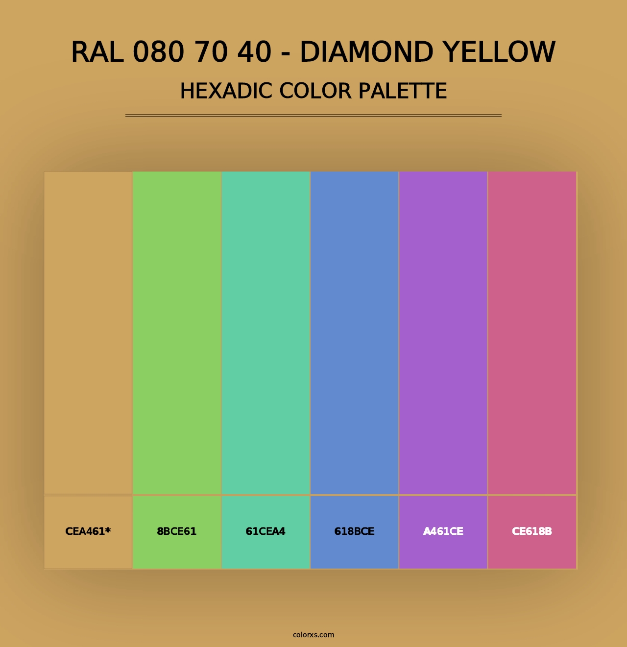 RAL 080 70 40 - Diamond Yellow - Hexadic Color Palette