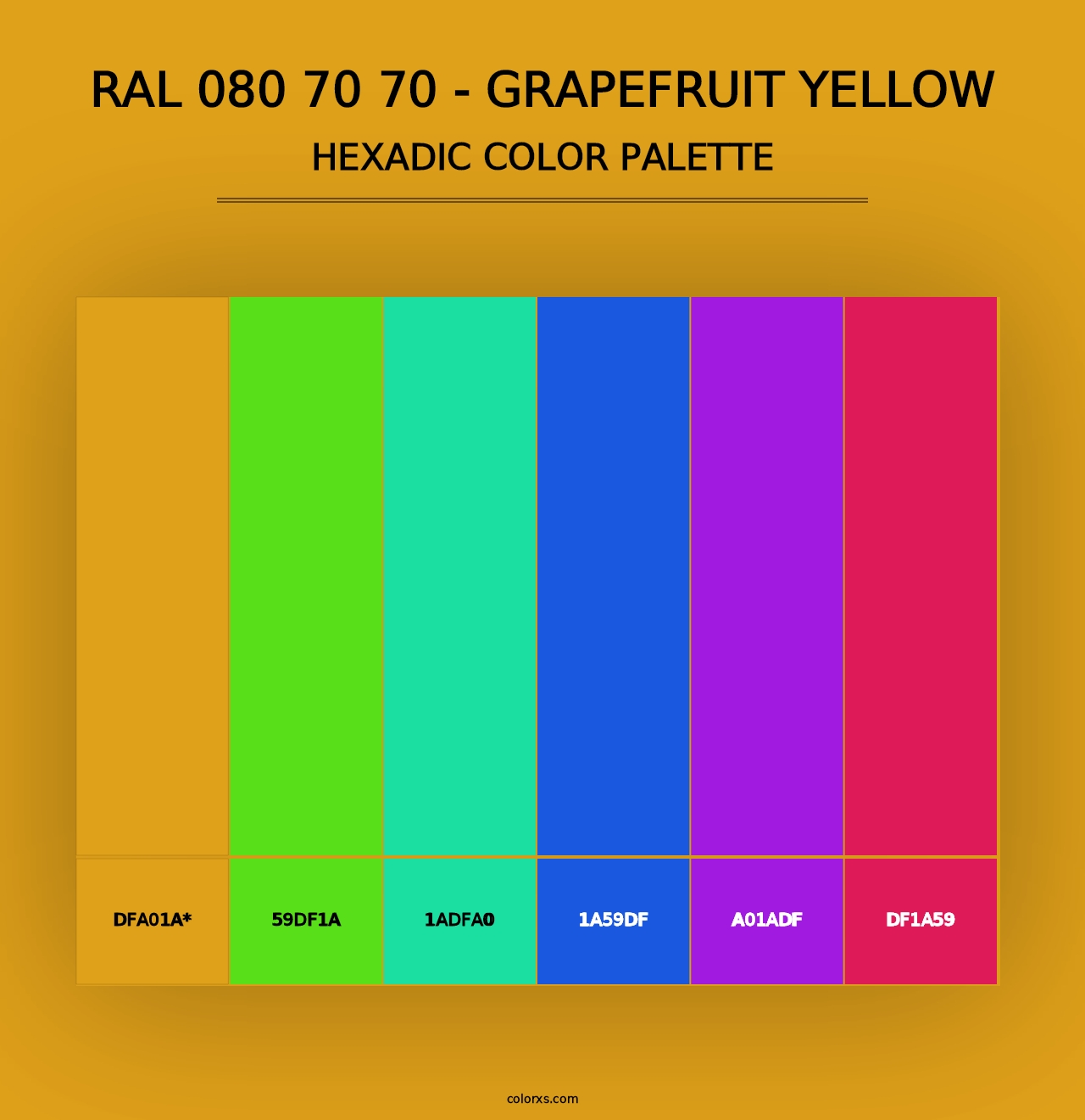 RAL 080 70 70 - Grapefruit Yellow - Hexadic Color Palette