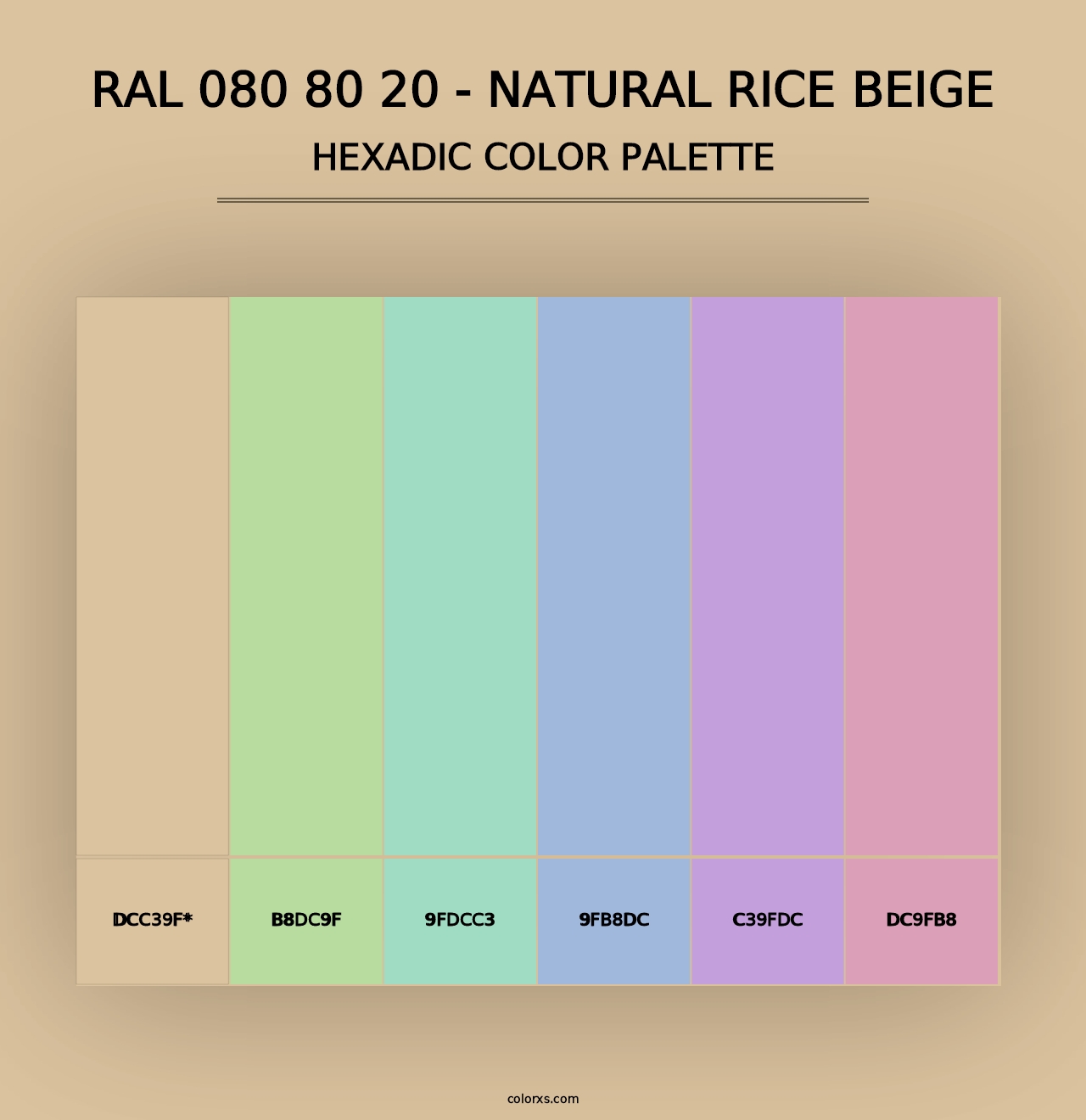 RAL 080 80 20 - Natural Rice Beige - Hexadic Color Palette